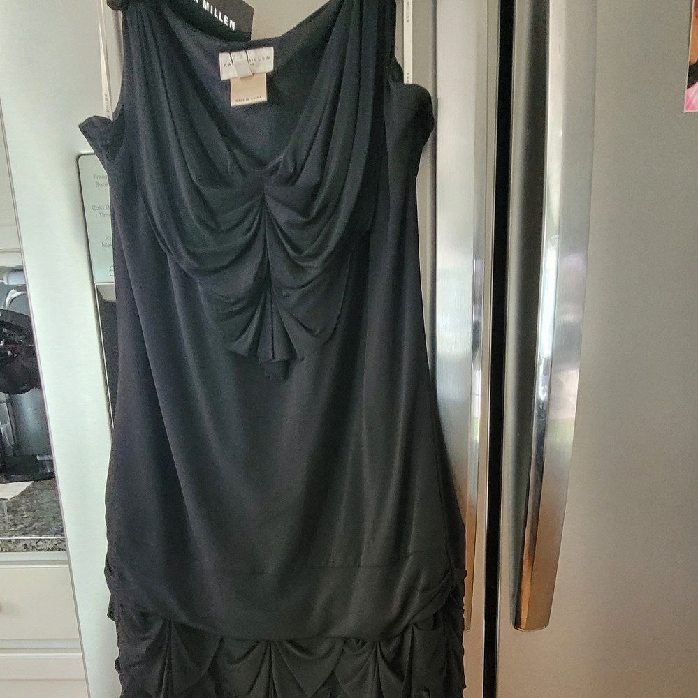 Nwt Karen Millen Black Tie Draped Elegant Dress